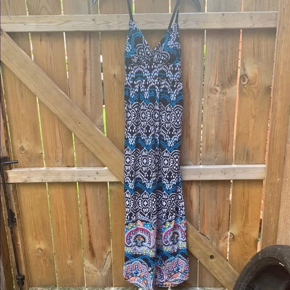 Derek Heart Black and Blue Maxi Dress